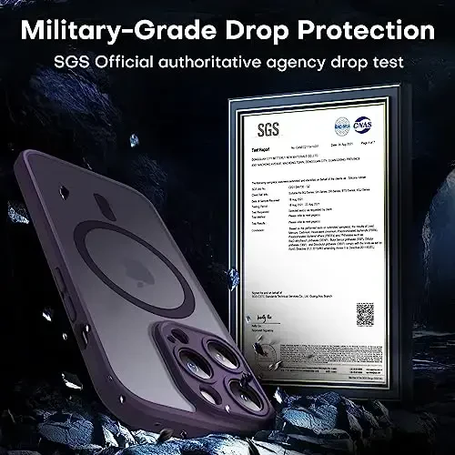 TOCOL Magnetic for iPhone 14 Pro Case, Upgraded Full Camera Protection, Compatible with Magsafe, Drop Protection, Translucent Matte Back Bumper Phone Cover 6.1-Inch (Midnight Purple) - 3