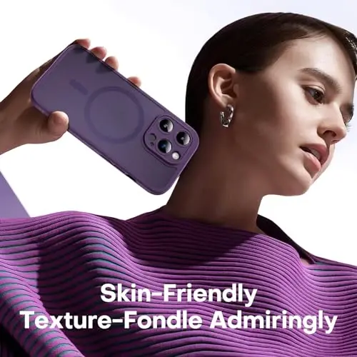 TOCOL Magnetic for iPhone 14 Pro Max Case, Upgraded Full Camera Protection, Compatible with Magsafe, Drop Protection, Translucent Matte Back Bumper Phone Cover 6.7-Inch（Midnight Purple） - 6