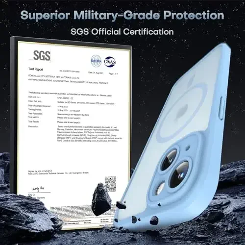 TOCOL Magnetic for iPhone 15 Case, Upgraded Full Camera Protection, Compatible with Magsafe, Drop Protection, Translucent Matte Back Bumper Phone Cover 6.1-Inch (Light Blue) - 4