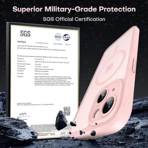 TOCOL Magnetic for iPhone 15 Plus Case, Upgraded Full Camera Protection, Compatible with Magsafe, Drop Protection, Translucent Matte Back Bumper Phone Cover 6.7-Inch (Light Pink) - 4