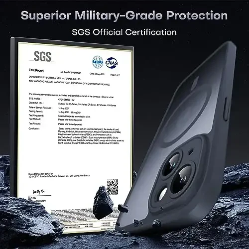 TOCOL iPhone 15 Plus uchun magnitli himoya korpusi, yangilangan toʻliq kamera himoyasi, MagSafe bilan mos keladi, tushishdan himoya qiladi, shaffof matli orqa bamperli telefon qoplami 6,7 dyuym (qora) - 4