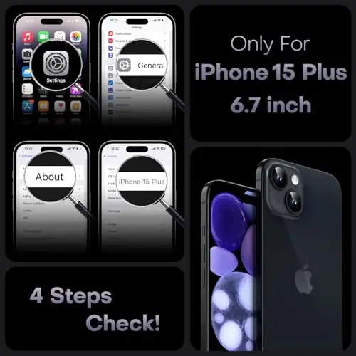 TOCOL iPhone 15 Plus uchun magnitli himoya korpusi, yangilangan toʻliq kamera himoyasi, MagSafe bilan mos keladi, tushishdan himoya qiladi, shaffof matli orqa bamperli telefon qoplami 6,7 dyuym (qora) - 3