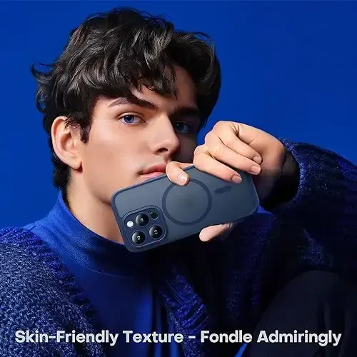 TOCOL Magnetic for iPhone 15 Pro Max Case, Upgraded Full Camera Protection, Compatible with Magsafe, Drop Protection, Translucent Matte Back Bumper Phone Cover 6.7-Inch（Dark Blue） - 6