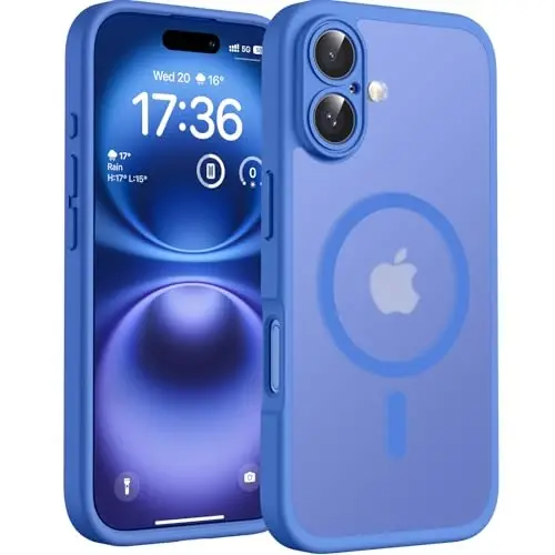 TOCOL Magnetic for iPhone 16 Case, Upgraded Full Camera Protection, Compatible with Magsafe, Drop Protection, Translucent Matte Back Bumper Phone Cover 6.1-Inch (Ultramarine) 