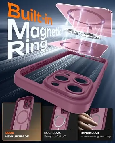 TOCOL iPhone 16 Pro Max Kılıf için, Magsafe Şarj Cihazı ile Uyumlu, Tam Kamera Koruması, Düşme Koruması, Yarı Saydam Mat Telefon Kılıfı iPhone 16 Pro Max 6.9 inç için (Erik Çiçeği) - 3