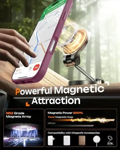TOCOL iPhone 16 Pro Max Kılıf için, Magsafe Şarj Cihazı ile Uyumlu, Tam Kamera Koruması, Düşme Koruması, Yarı Saydam Mat Telefon Kılıfı iPhone 16 Pro Max 6.9 inç için (Erik Çiçeği) - 4
