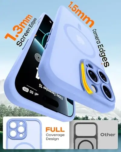 TOCOL, iPhone 16 Pro Max Kılıf için, Magsafe Şarj Cihazı ile Uyumlu, Tam Kamera Koruması, Düşme Koruması, Yarı Saydam Mat Telefon Kılıfı, iPhone 16 Pro Max 6.9 inç için (Gökyüzü Mavisi) - 5