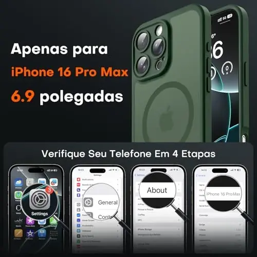 TOCOL iPhone 16 Pro Max uchun telefon g‘ilofi Magsafe bilan mos keladi, to‘liq kamera himoyasi, tushishdan himoya, magnitli yarim shaffof mat qopqoqli bamper, 16 Pro Max 6,9 dyuym (Alpine Green) - 1
