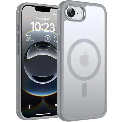 TOCOL Magnetic for iPhone 16e Case, Upgraded Full Camera Protection, Compatible with Magsafe, Drop Protection, Translucent Matte Back Bumper for iPhone 16e 6.1-Inch (Gray) - 1