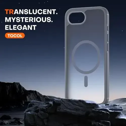 TOCOL Magnetic for iPhone 16e Case, Upgraded Full Camera Protection, Compatible with Magsafe, Drop Protection, Translucent Matte Back Bumper for iPhone 16e 6.1-Inch (Gray) - 5