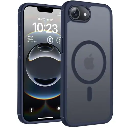 TOCOL Magnetic for iPhone 16e Case, Upgraded Full Camera Protection, Compatible with Magsafe, Drop Protection, Translucent Matte Back Bumper for iPhone 16e 6.1-Inch (Blue) - 1