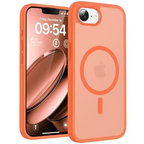TOCOL iPhone 17e Kılıf, Magsafe Uyumlu, Askeri Düşme Koruması, İnce Yarı Saydam Mat Darbeye Dayanıklı iPhone 17 e Kılıf 6.1 inç (Turuncu) 