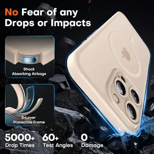 TOCOL Magnetic для 16 Pro Max Case, улучшенная полная защита камеры, совместимость с Magsafe, защита от падения с 16 футов, полупрозрачная матовая задняя крышка бампера для телефона 16 ProMax 6,9 дюйма (Desert) - 4