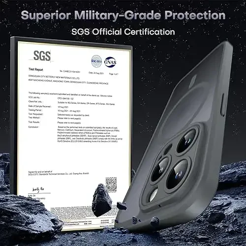 TOCOL Magnetic для iPhone 15 Pro Max, улучшенная полная защита камеры, совместим с Magsafe, защита от падений, полупрозрачная матовая задняя крышка бампера 6,7 дюйма (серый) - 6