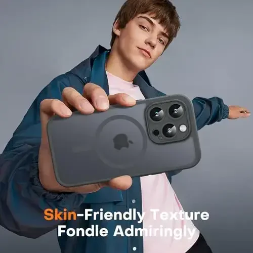 TOCOL Magnetic для iPhone 15 Pro Max, улучшенная полная защита камеры, совместим с Magsafe, защита от падений, полупрозрачная матовая задняя крышка бампера 6,7 дюйма (серый) - 7