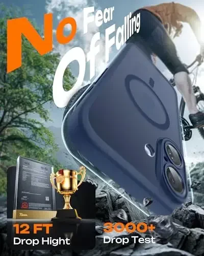 TOCOL Magnetic for 16 Blue Case, Upgraded Full Camera Protection, Compatible with Magsafe, Drop Protection, Translucent Matte Back Bumper Phone Cover 6.1-Inch（Blue） - 5