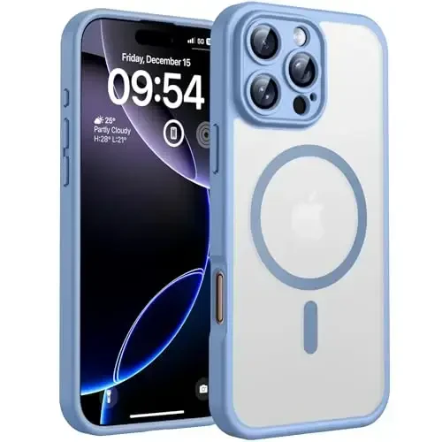 TOCOL Magnetic for 16 Pro Light Blue Case, Upgraded Full Camera Protection, Compatible with Magsafe, Drop Protection, Translucent Matte Back Bumper for iPhone 16 Pro 6.3-Inch (Light Blue) - 1