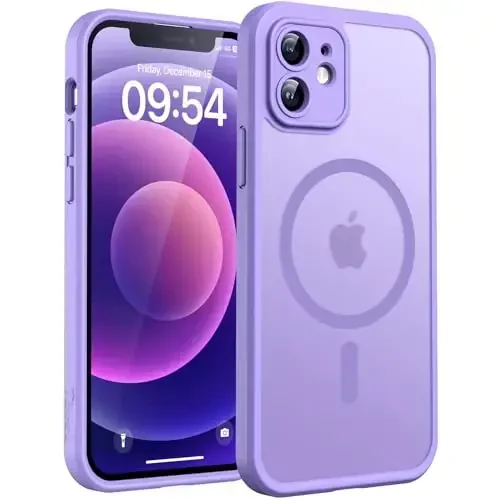 TOCOL Magnetic for iPhone 12 Case, Upgraded [Full Camera Protection] [Compatible with Magsafe] [15FT Military Grade Protection] Bumper for iPhone 12 6.1, Light Purple 