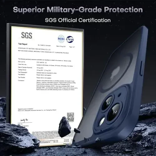 TOCOL Magnetic for iPhone 13 Case, Upgraded Full Camera Protection, Compatible with Magsafe, Drop Protection, Translucent Matte Back Bumper Phone Cover 6.1-Inch (Dark Blue) - 4