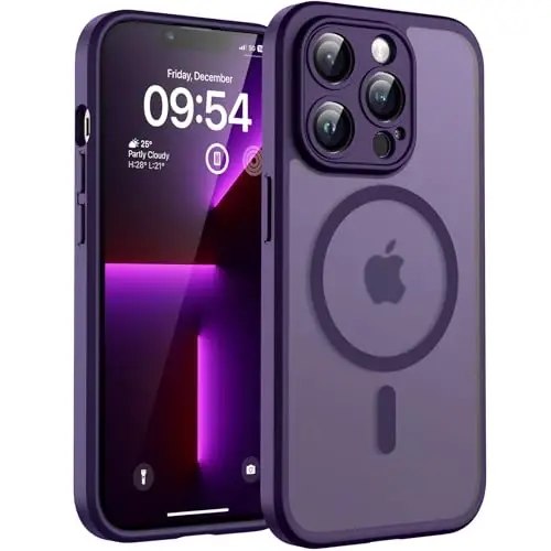 TOCOL Magnetic for iPhone 13 Pro Case Upgraded Full Camera Protection Compatible with Magsafe Drop Protection Translucent Matte Back Bumper Phone Cover Midnight Purple 