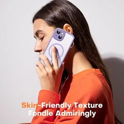 TOCOL Magnetic for iPhone 14 Case, Upgraded Full Camera Protection, Compatible with Magsafe, Drop Protection, Translucent Matte Back Bumper Phone Cover 6.1-Inch (Light Purple) - 6