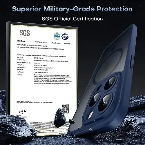 TOCOL Magnetic for iPhone 14 Pro Max Case, Upgraded Full Camera Protection, Compatible with Magsafe, Drop Protection, Translucent Matte Back Bumper Phone Cover 6.7-Inch（Dark Blue） - 4