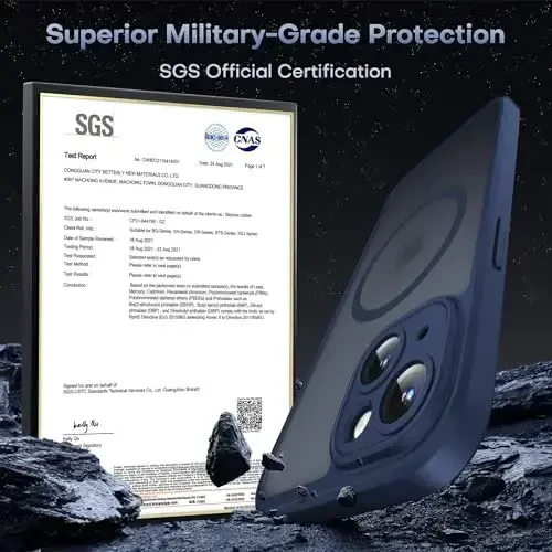 TOCOL Magnetic for iPhone 15 Case, Upgraded Full Camera Protection, Compatible with Magsafe, Drop Protection, Translucent Matte Back Bumper Phone Cover 6.1-Inch (Dark Blue) - 4