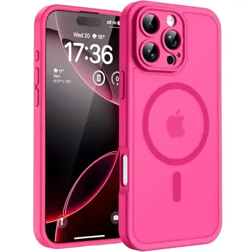 TOCOL Magnetic for iPhone 16 Pro Case, Upgraded Full Camera Protection, Compatible with Magsafe, Drop Protection, Translucent Matte Back Bumper for iPhone 16 Pro 6.3-Inch (Hot Pink) - 1