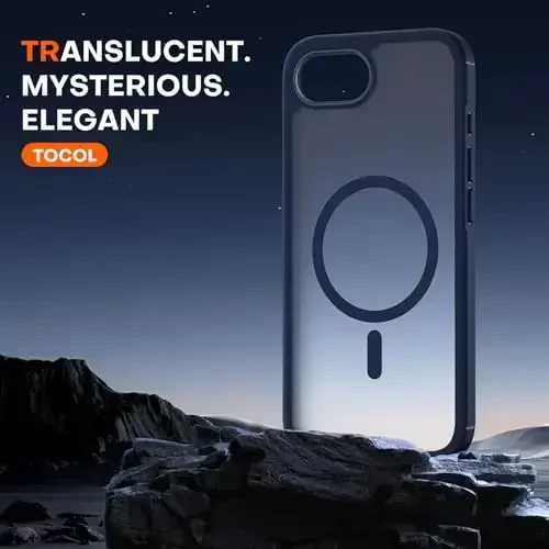 TOCOL Magnetic for iPhone 16e Case, Upgraded Full Camera Protection, Compatible with Magsafe, Drop Protection, Translucent Matte Back Bumper for iPhone 16e 6.1-Inch (Blue) - 5