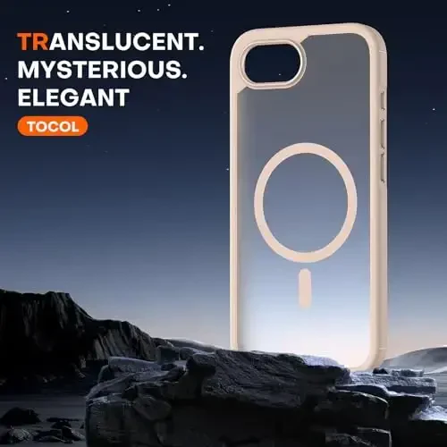 TOCOL Magnetic for iPhone 16e Case, Upgraded Full Camera Protection, Compatible with Magsafe, Drop Protection, Translucent Matte Back Bumper for iPhone 16e 6.1-Inch (Gold) - 5