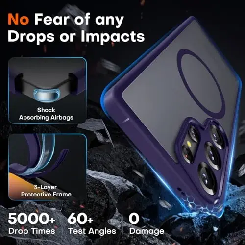 TOCOL Magnetic for Samsung Galaxy S25 Ultra Case, Upgraded Full Camera Protection, Compatible with Magsafe, Drop Protection Back Cover for Samsung Galaxy S25 Ultra 6.9-Inch (Midnight Purple) - 4