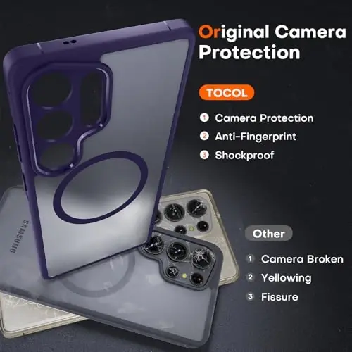 TOCOL Magnetic for Samsung Galaxy S25 Ultra Case, Upgraded Full Camera Protection, Compatible with Magsafe, Drop Protection Back Cover for Samsung Galaxy S25 Ultra 6.9-Inch (Midnight Purple) - 5