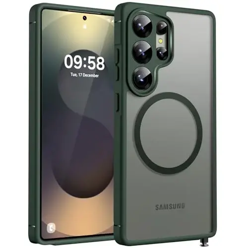 TOCOL Magnetic for Samsung Galaxy S25 Ultra Case, Upgraded Full Camera Protection, Compatible with Magsafe, Drop Protection Slime Clear Back Cover for Samsung Galaxy S25 Ultra 6.9-Inch (Alpine Green) - 1