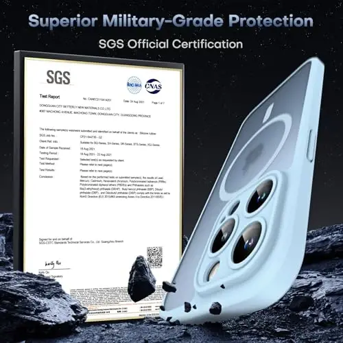 TOCOL Magnetic for iPhone 13 Pro Case Upgraded Full Camera Protection Compatible with Magsafe Drop Protection Translucent Matte Back Bumper Phone Cover 6.1-Inch（Light Blue） - 5