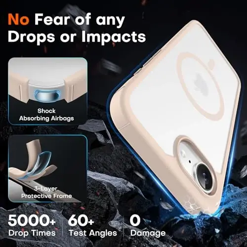 TOCOL Magnetic for iPhone 16e Case, Upgraded Full Camera Protection, Compatible with Magsafe, Drop Protection, Translucent Matte Back Bumper for iPhone 16e 6.1-Inch (Gold) - 4