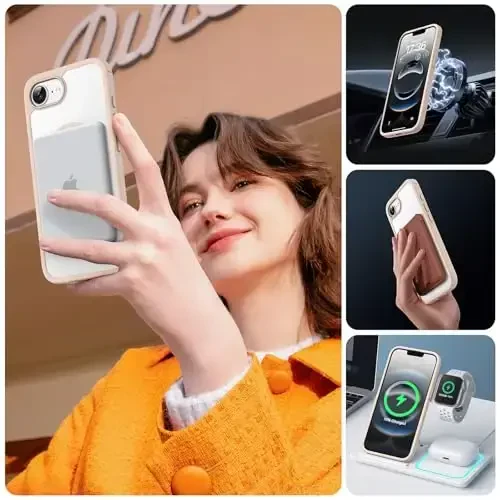 TOCOL Magnetic for iPhone 16e Case, Upgraded Full Camera Protection, Compatible with Magsafe, Drop Protection, Translucent Matte Back Bumper for iPhone 16e 6.1-Inch (Gold) - 6