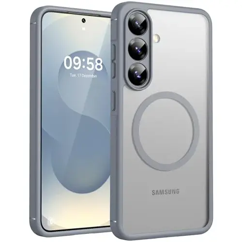 TOCOL Samsung Galaxy S25 Kılıf için Manyetik, Geliştirilmiş Tam Kamera Koruması, Magsafe Uyumlu, Düşmeye Karşı Koruma İnce Şeffaf Arka Kapak, Samsung Galaxy S25 6.2 İnç için (Gri) 