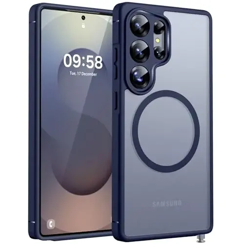 TOCOL Samsung Galaxy S25 Ultra Kılıf için Manyetik, Geliştirilmiş Tam Kamera Koruması, Magsafe Uyumlu, Düşmeye Karşı Korumalı İnce Şeffaf Arka Kapak, Samsung Galaxy S25 Ultra 6.9 İnç için (Mavi) 