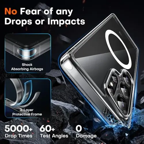 TOCOL Samsung Galaxy S25 Ultra Kılıfı için Manyetik, Geliştirilmiş Tam Kamera Koruması, Magsafe Uyumlu, Düşmeye Karşı Korumalı İnce Şeffaf Kapak, Samsung Galaxy S25 Ultra 6.9 İnç için (Şeffaf) - 4