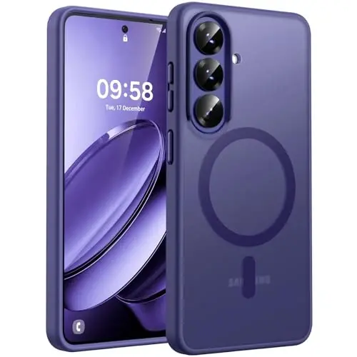 TOCOL Samsung Galaxy S26 Kılıf, MagSafe Uyumlu, Gece Yarısı Moru | Dahili Mıknatıslar, Tam Kamera ve Askeri Sınıf Koruma, Kaymaz Darbeye Dayanıklı İnce Yarı Saydam Mat Arka Telefon Kapağı 