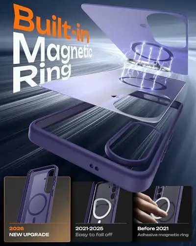 TOCOL Samsung Galaxy S26 Kılıf, MagSafe Uyumlu, Gece Yarısı Moru | Dahili Mıknatıslar, Tam Kamera ve Askeri Sınıf Koruma, Kaymaz Darbeye Dayanıklı İnce Yarı Saydam Mat Arka Telefon Kapağı - 3