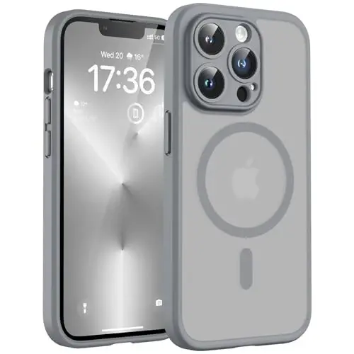 TOCOL uchun iPhone 13 Pro Max g‘ilofi, Magsafe zaryadlovchi mos keladi, To‘liq kamera himoyasi, iPhone 13 Pro Max uchun shaffof mat 6.7 dyuymli (Kulrang) 