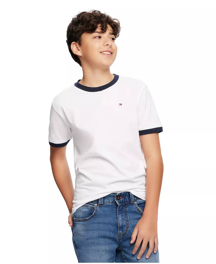 Toddler and Little Boys Contrast Trim Embroidered Logo Ken Tee - 4