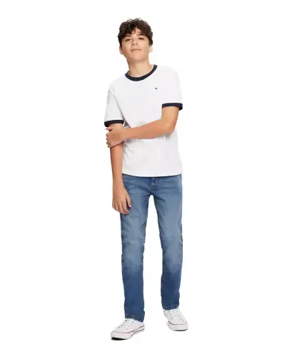 Toddler and Little Boys Contrast Trim Embroidered Logo Ken Tee - 3