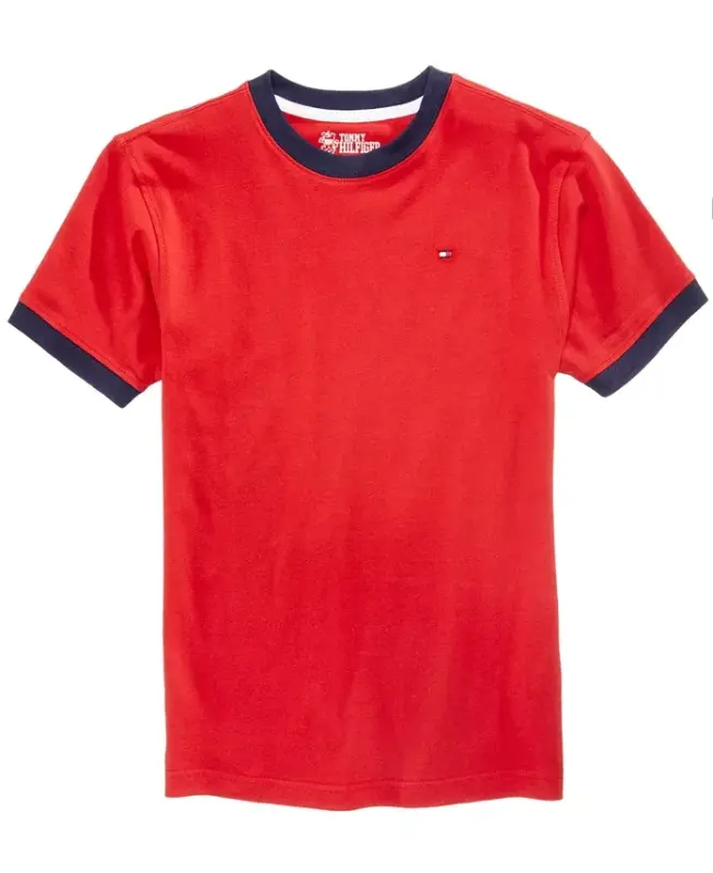 Toddler and Little Boys Contrast Trim Embroidered Logo Ken Tee - 2