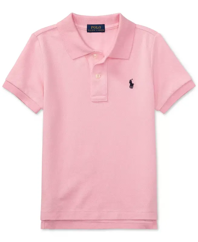 Toddler and Little Boys Cotton Mesh Polo Shirt-Carmel Pink - 2