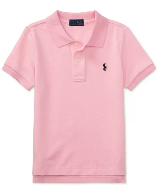 Toddler and Little Boys Cotton Mesh Polo Shirt-Carmel Pink - 2