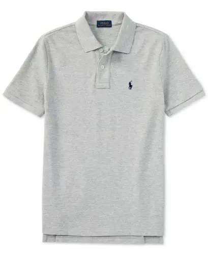 Toddler and Little Boys Cotton Mesh Polo Shirt-New Grey Heather 