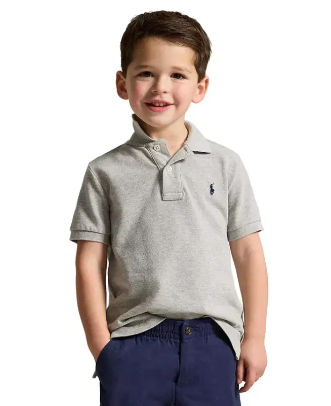 Toddler and Little Boys Cotton Mesh Polo Shirt-New Grey Heather - 1