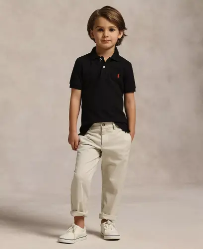 Toddler and Little Boys Cotton Mesh Polo Shirt-Polo Black - 2